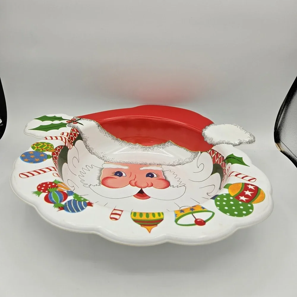 Ullaman Vintage Santa Serving Bowl Platter Made In The USA Christmas Holiday‎